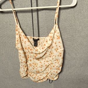 Forever 21 Cream Camisole Crop Top with Ruched Details